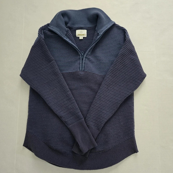 NAVY BLUE OFFLINE BY AERIE HOME STRETCH QUARTER ZIP SWEATER SIZE XS - Picture 2 of 10